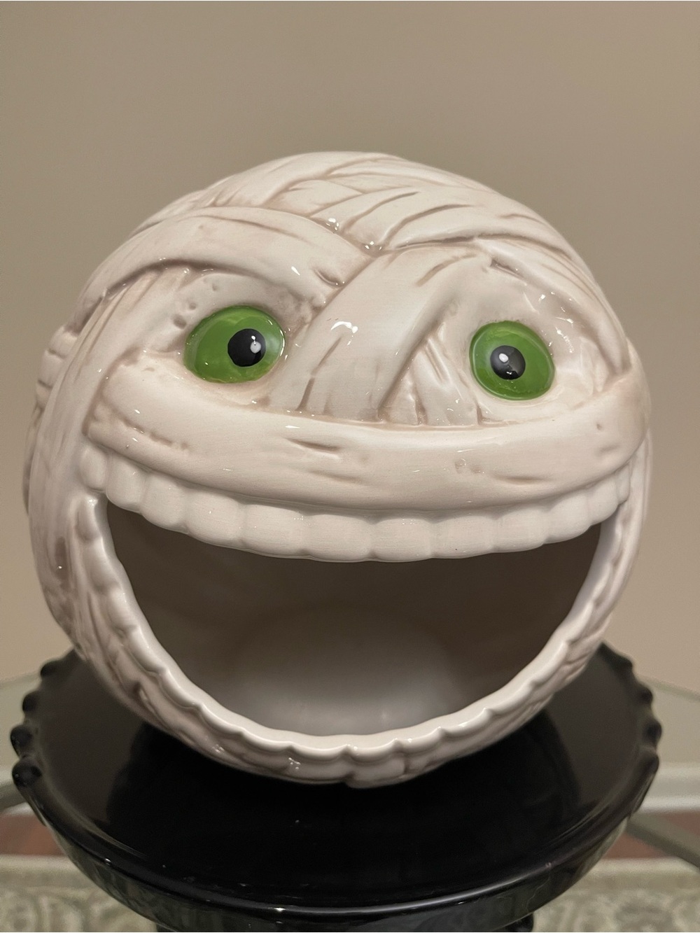New White Ceramic Mummy Candy Bowl Halloween